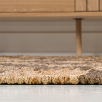 Theo Modern Farmhouse Woven Jute Checkerboard Area Rug